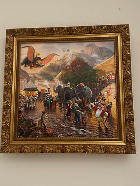 Thomas Kinkade Studios Disney Dumbo Gallery Wrapped Canvas Authentic 14x14 Frame